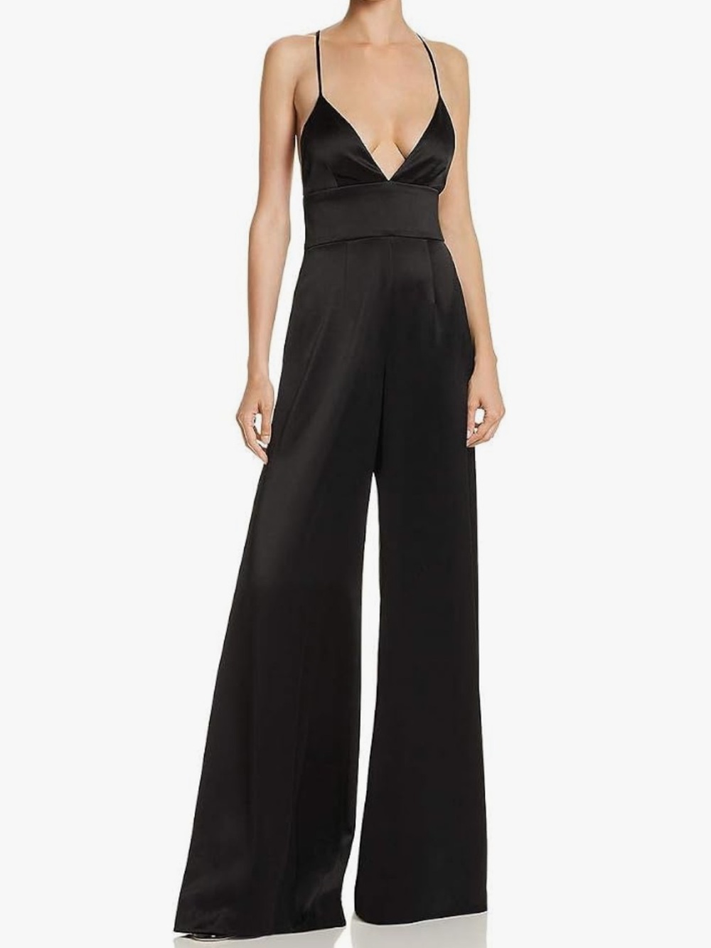 JILL Jill Stuart Black Satin Wide-Leg Jumpsuit Size 0 - Picture 1 of 6